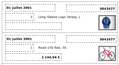 Aperçu d'une liste avec 4&nbsp;champs et une image