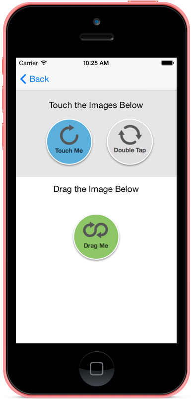 Exemple d’exécution d’application avec des boutons non fonctionnel