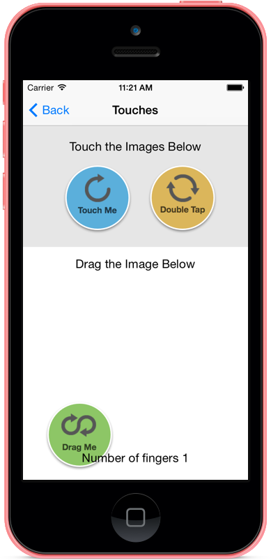 Écran après que l’utilisateur fait glisser un bouton