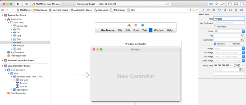 Définition du nom du menu Définition du nom du menu
