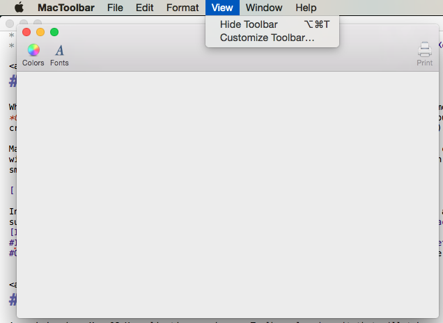 Éléments associés à la barre d’outils dans le menu Affichage Éléments associés à la barre d’outils dans le menu Affichage