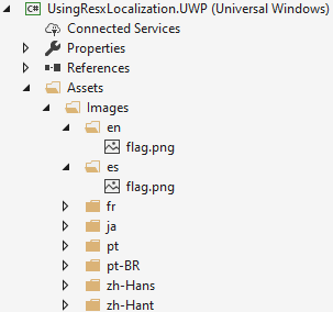 Images localisées dans le projet UWP