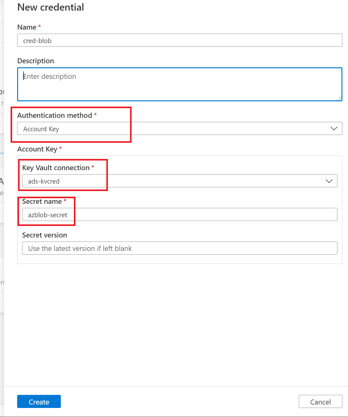 Capture d’écran montrant l’option Clé de compte pour l’analyse