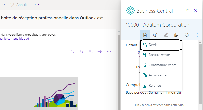 Capture d’écran montrant les options du menu Panorama des contacts.