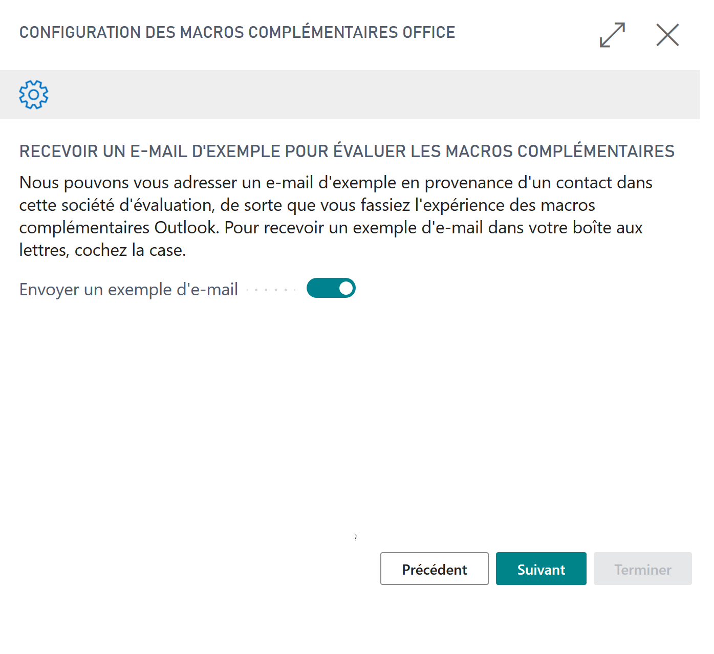 Capture d’écran de réception d’exemple de message électronique.