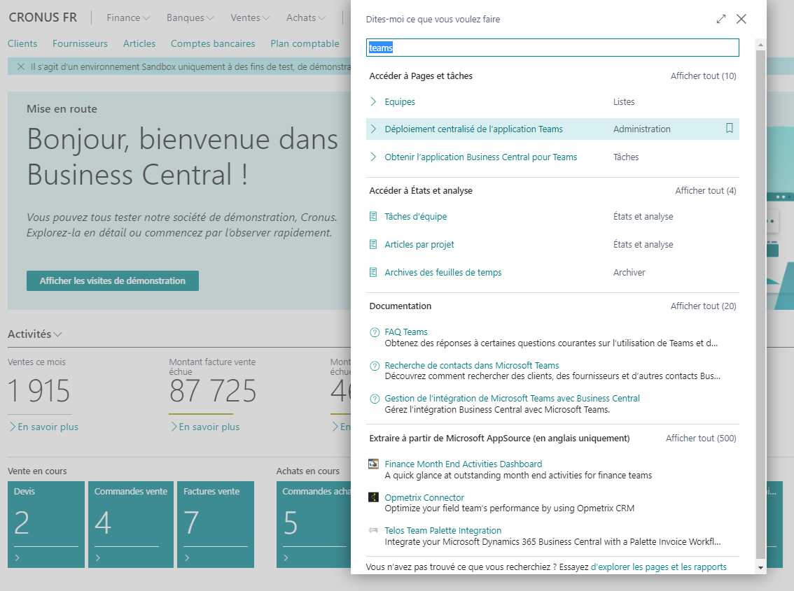 Capture d’écran de l’application Teams App Centralized Deployment.