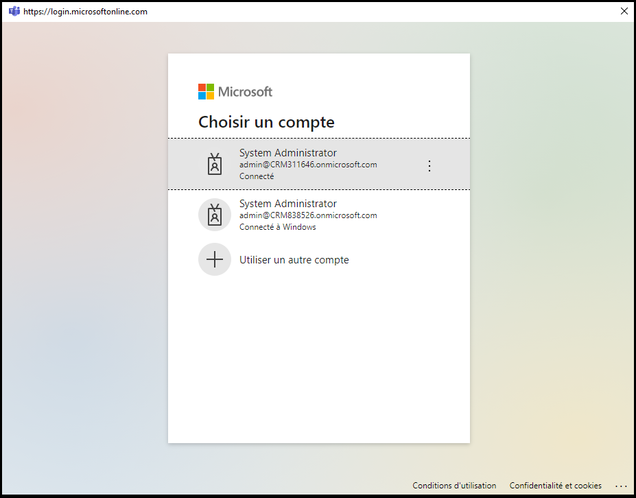 Capture d’écran de la boîte de dialogue de l’application Business Central après connexion.