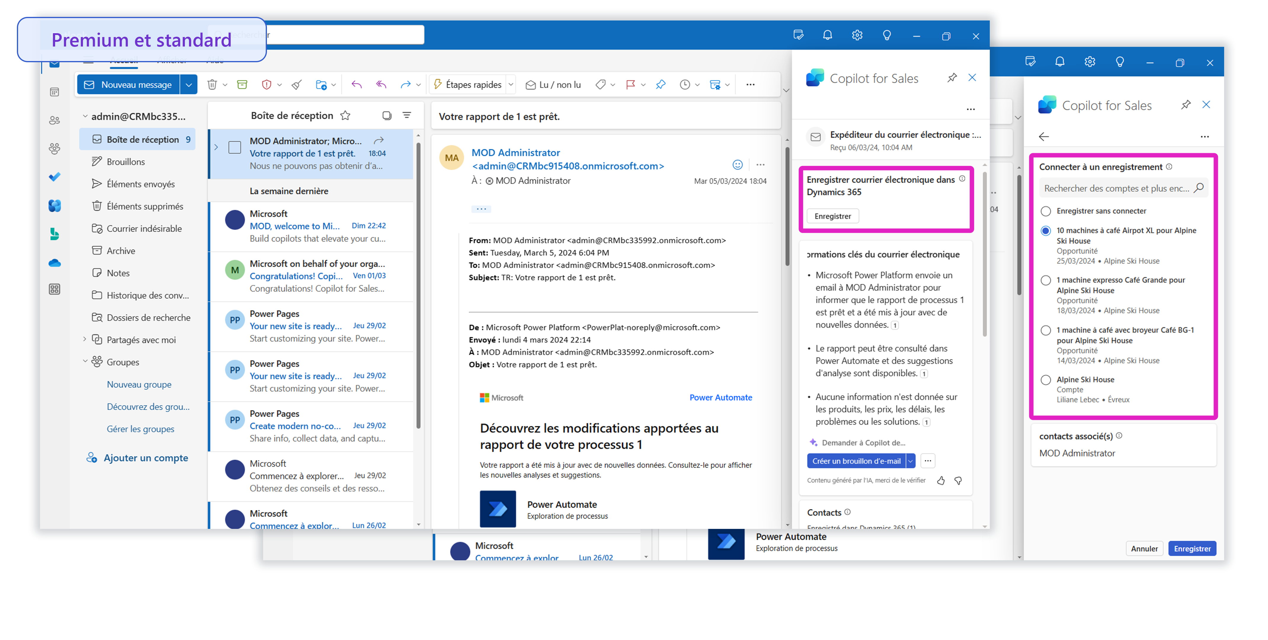 Capture d’écran illustrant l’option permettant d’enregistrer des e-mails.