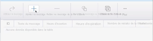Screenshot that shows the button for adding a message on the queue.
