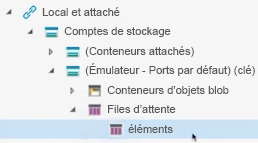 Screenshot that shows the emulator in Azure Storage Explorer.