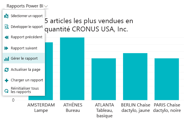 Capture d’écran de la fonctionnalité Gérer l’état du menu États Power BI.