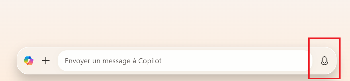 Capture d’écran mettant en évidence la fonctionnalité de voix Microsoft Copilot.