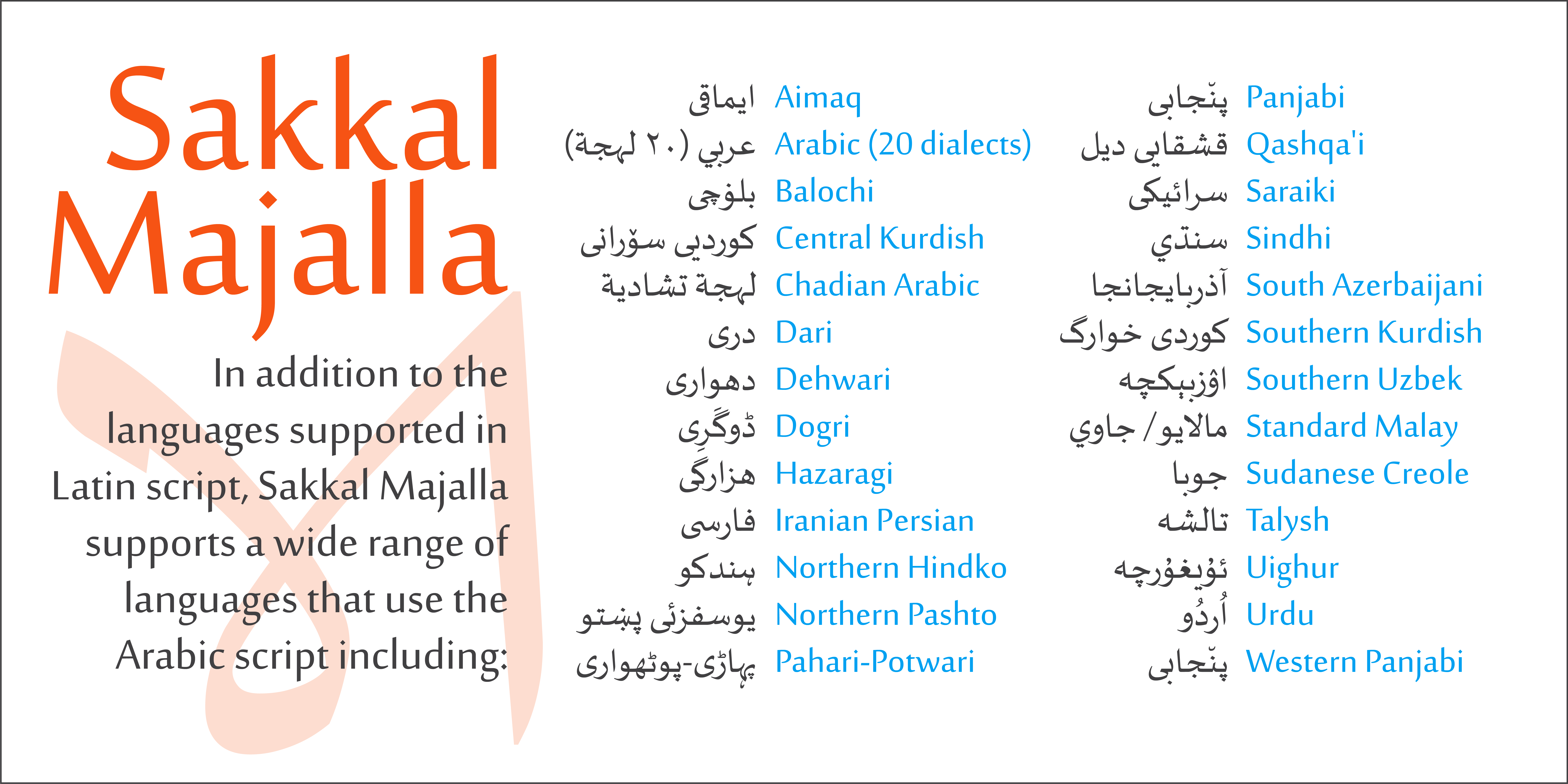 Sakkal-Majalla Poster Languages