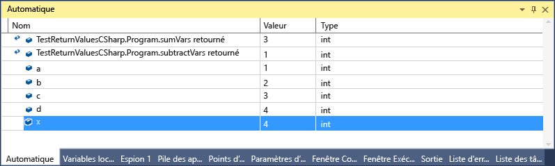 Valeur de retour Autos C# Capture d’écran de Valeur de retour Autos C#.