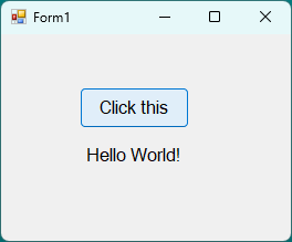A Form1 dialog box that includes Label1 text