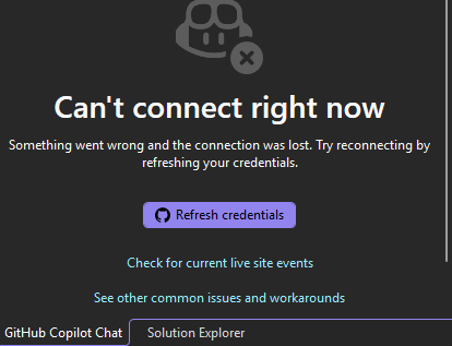 Capture d’écran montrant le bouton Actualiser les informations d’identification.