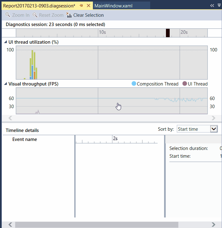 Chronologie de l’application de visite guidée du profilage Outil de profilage de la chronologie de l'application