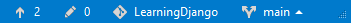 Capture d’écran de la barre d’outils des contrôles Git dans la fenêtre Visual Studio.