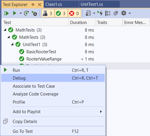 Test execution details