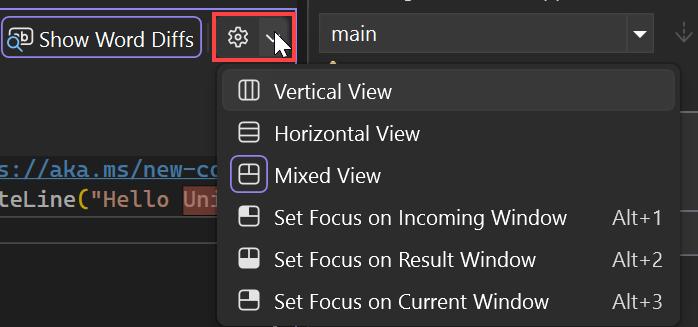 Capture d’écran montrant les options de disposition de l’Éditeur de fusion.