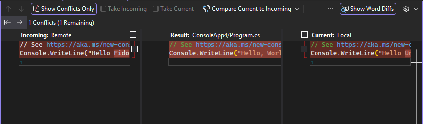 Capture d’écran montrant la vue verticale de l’éditeur de fusion.