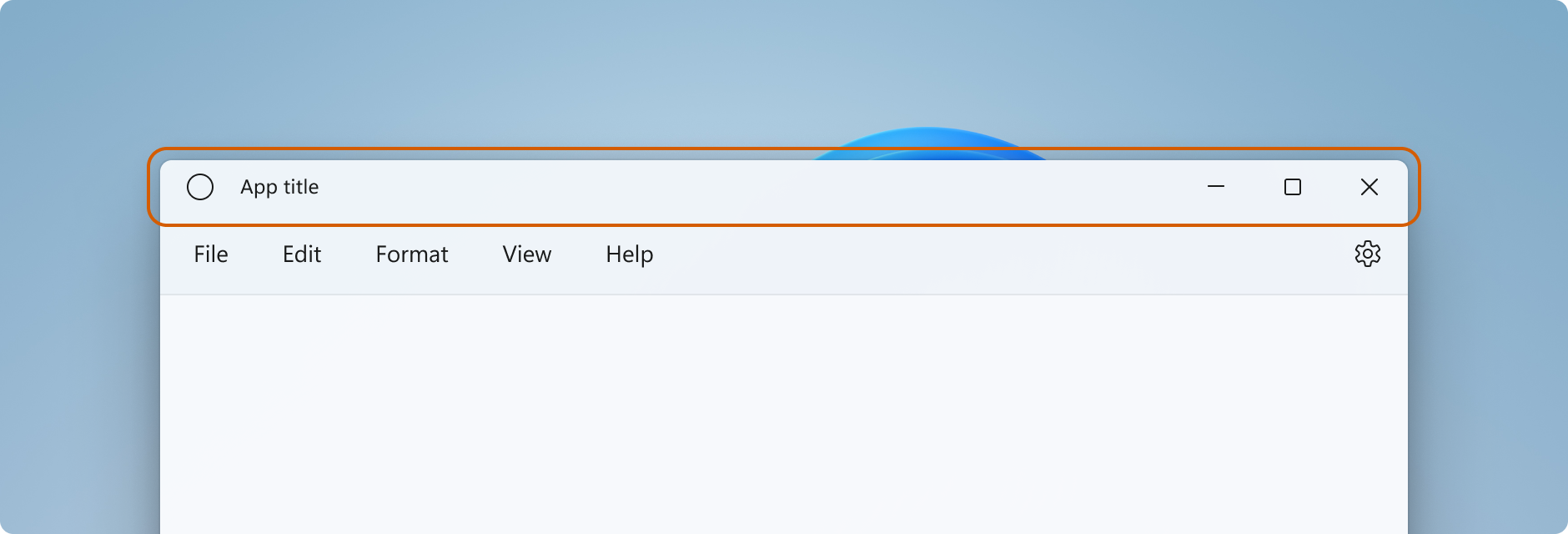 A Windows app affichant la barre de titre