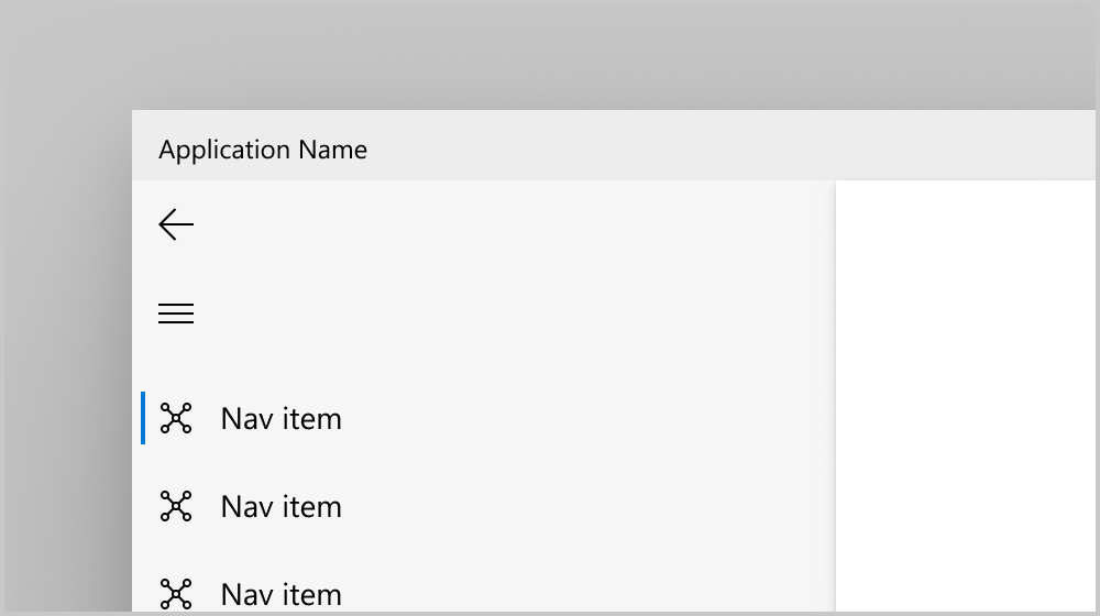 Bouton de retour dans le NavigationView du volet de navigation gauche