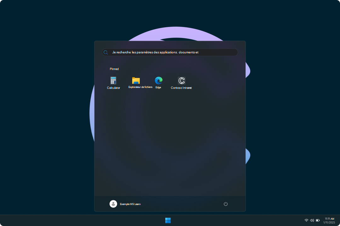 Capture d’écran d’une expérience utilisateur restreinte dans Windows 11.