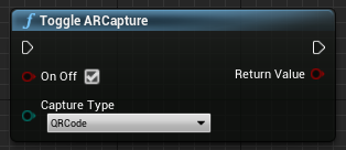 Blueprint de la fonction Activer/désactiver ARCapture pour démarrer la capture de code QR