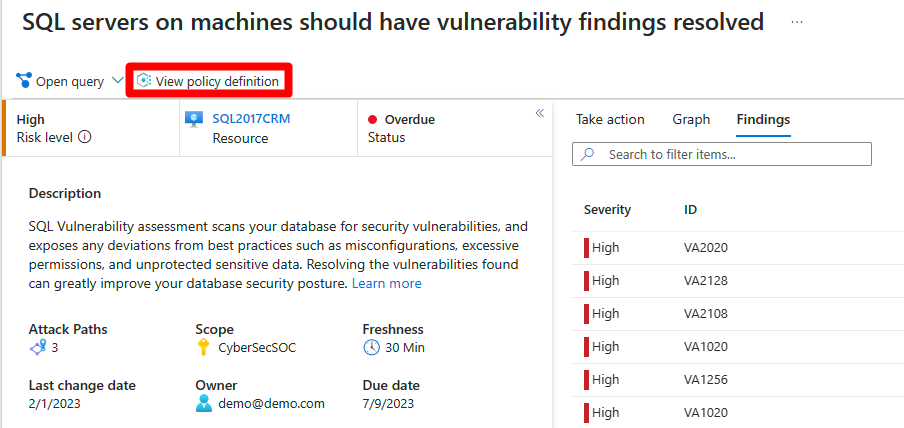 Link to Azure Policy page for the specific policy support a recommendation.