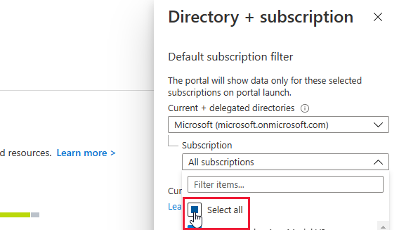 Filtering dans le portail Azure.