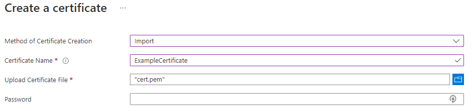 Importer un certificat via le portail Azure