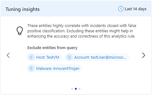 Capture d’écran de la recommandation d’exclusion d’entité.