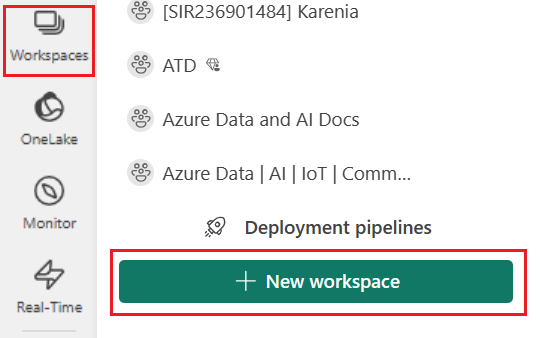 Capture d’écran de l’interface utilisateur Créer un espace de travail.