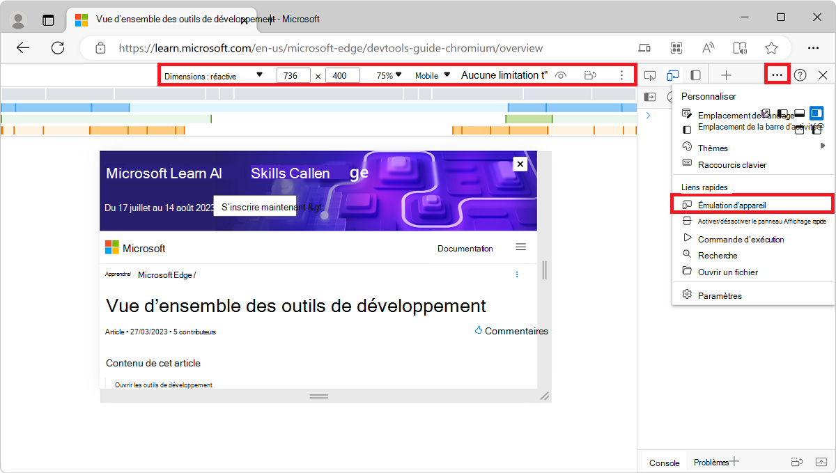 Barre d’outils de l’appareil