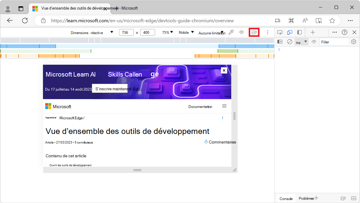 Page affichée en orientation paysage