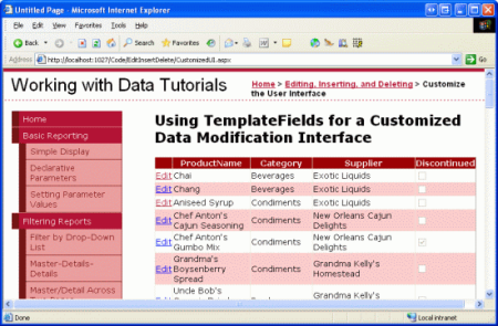 L’interface Read-Only gridView est terminée