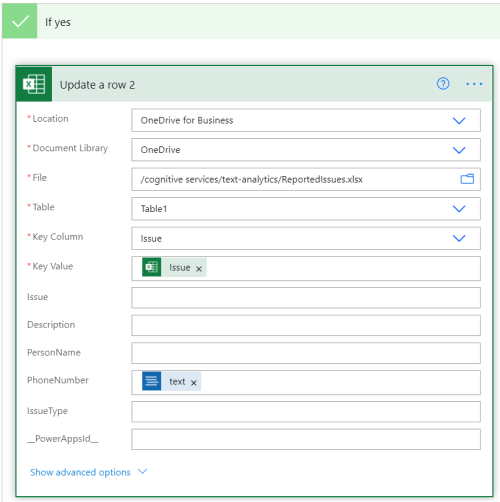 Ajouter les informations Excel à la seconde condition Si Oui