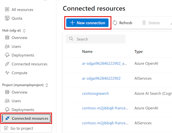 Capture d’écran du bouton pour ajouter une nouvelle connexion.