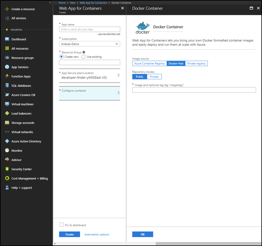 Configurer le conteneur