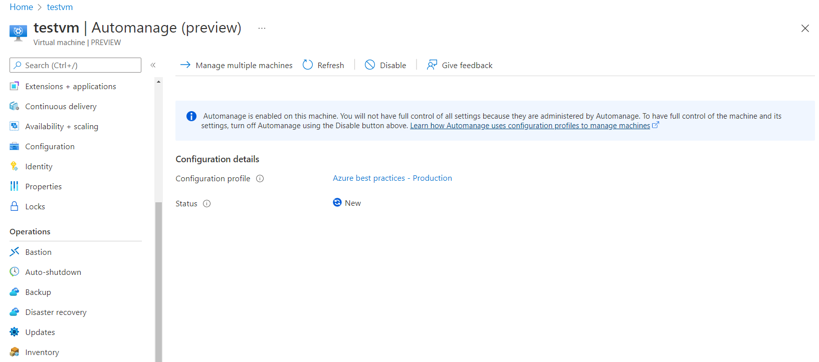 machine virtuelle automanage