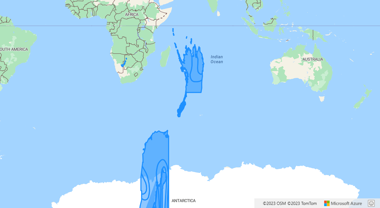 Capture d’écran montrant les résultats d’une superposition WFS sur une carte.