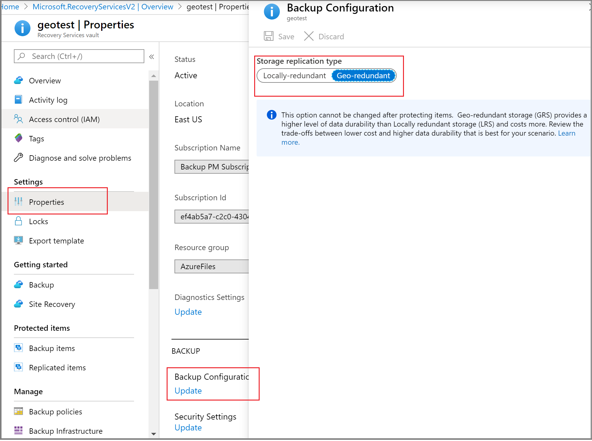 Mettre à jour la configuration de sauvegarde