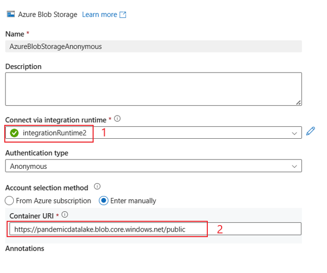 Capture d’écran de la configuration des exemples d’interface utilisateur « Anonyme ».