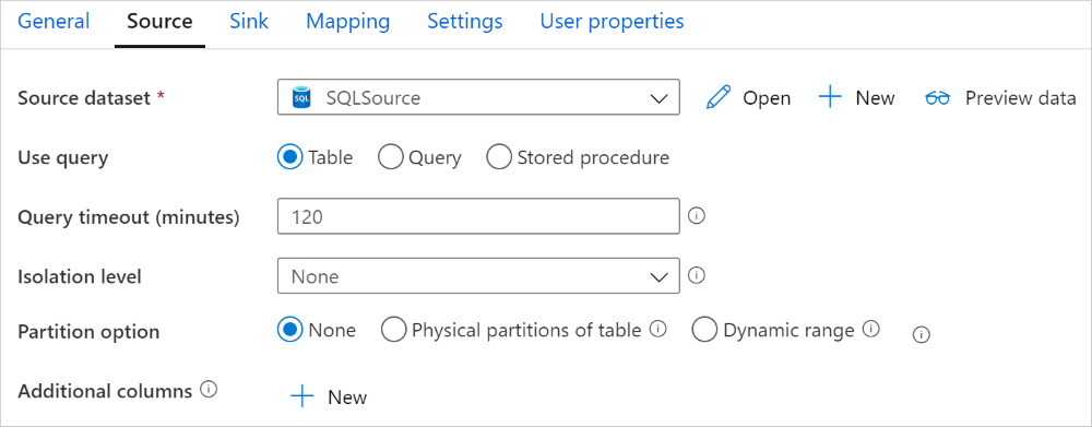 Capture d’écran représentant les options de partition