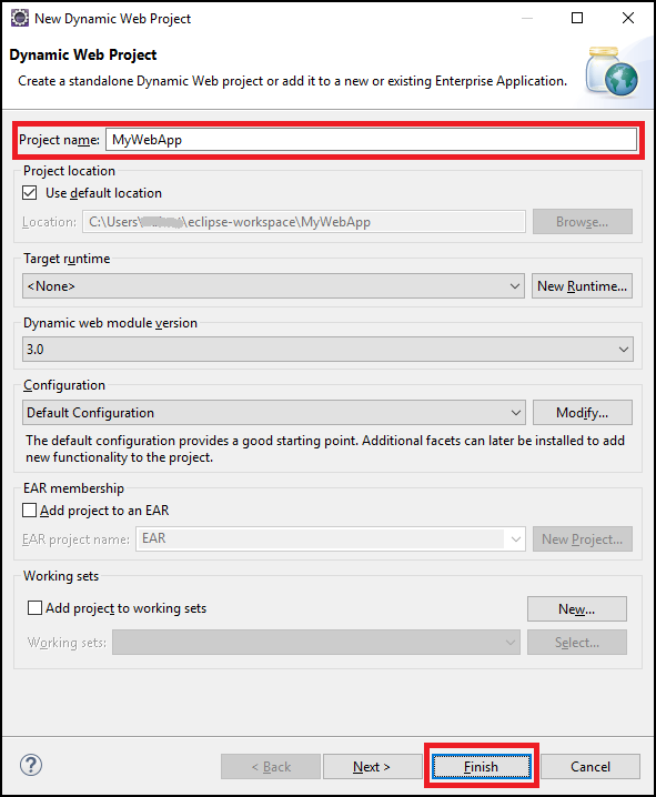 nouvelles propriétés de projet web dynamique