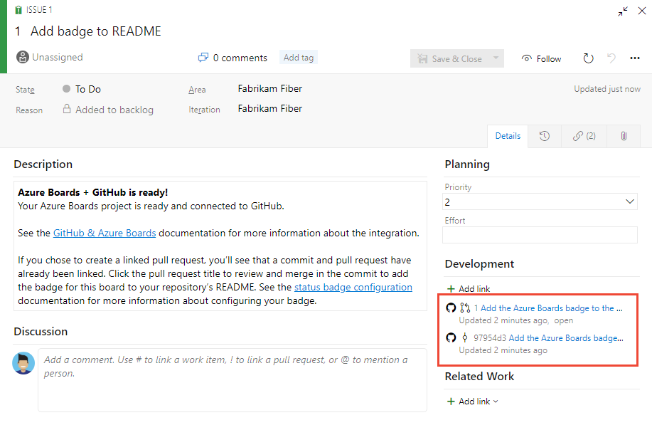 Capture d’écran du formulaire de problème pour la demande de tirage ouverte dans GitHub.