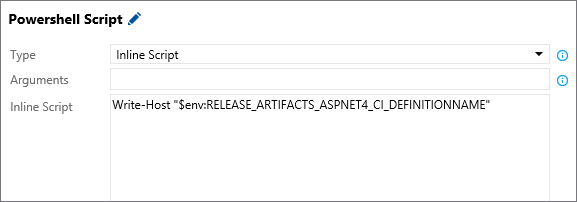 Utilisation de variables d’artefact dans un script PowerShell inline