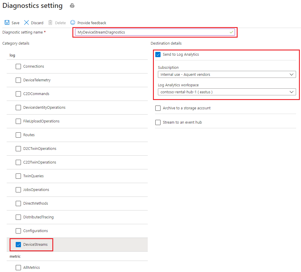 Enable device streams logs