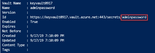 Modèle Resource Manager, intégration de Key Vault, résultat de la validation du portail de déploiement